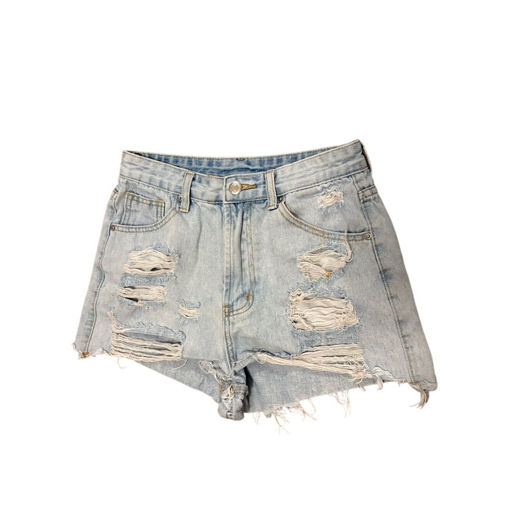 SHEIN Light Blue Distressed Denim Shorts